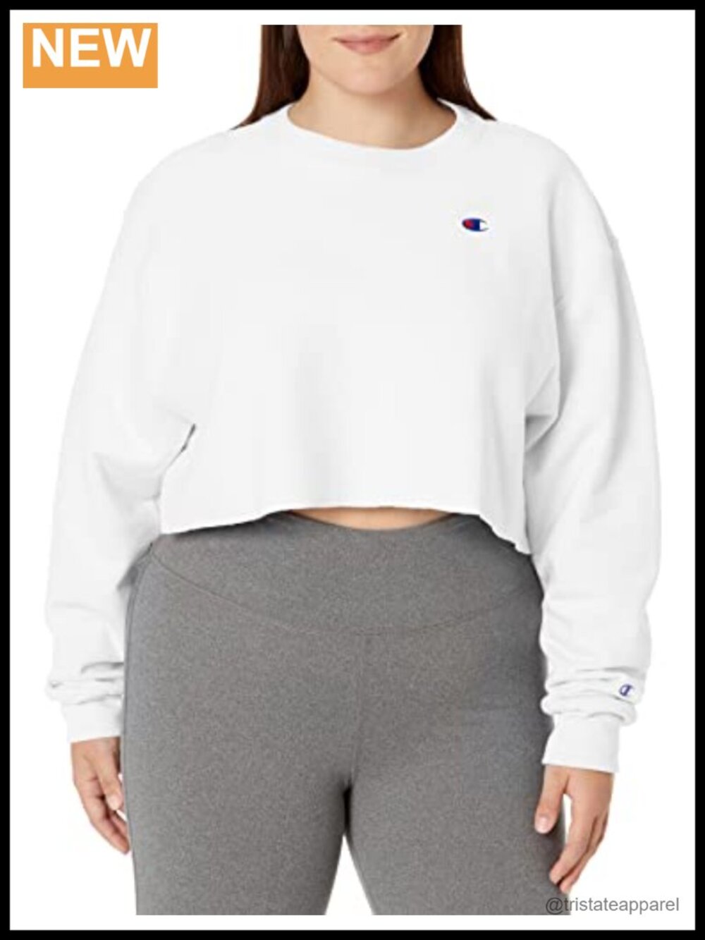 Cropped Reverse Weave Crewneck Sweatshirt Cotton Blend Pullover